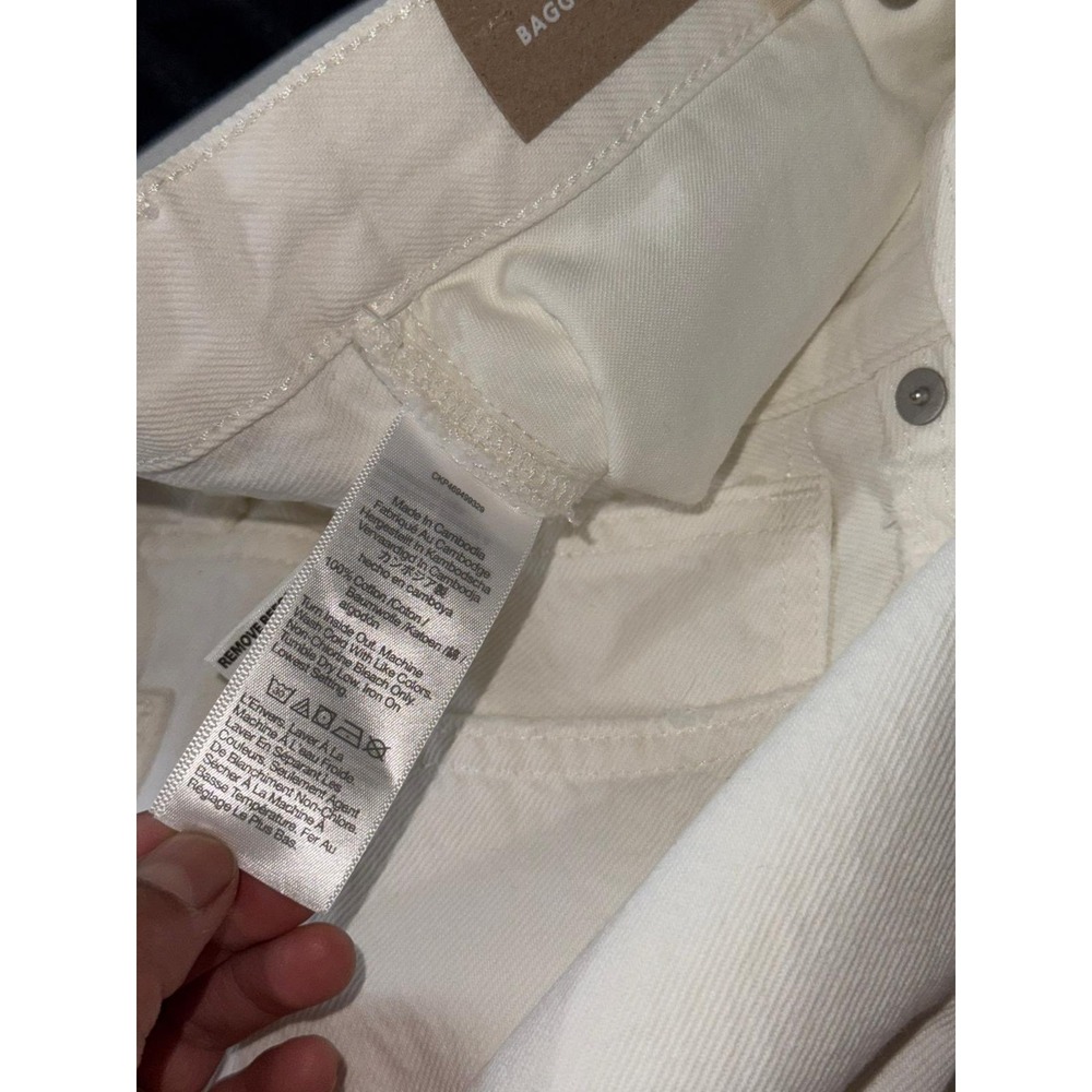 Madewell Women's Ripped Knee Baggy Straight Leg Jeans Raw Hem White Size 29 - Picture 4 of 10